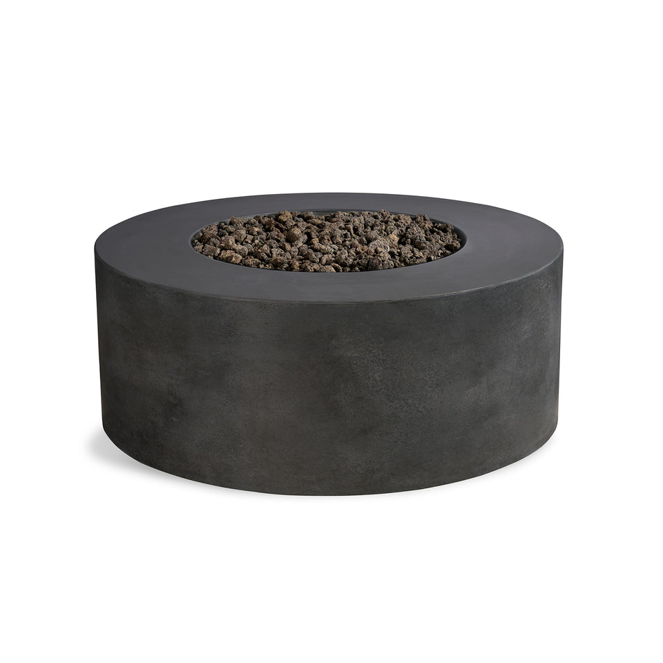 Circular Concrete Firepit - Zinc Black Lava Rock