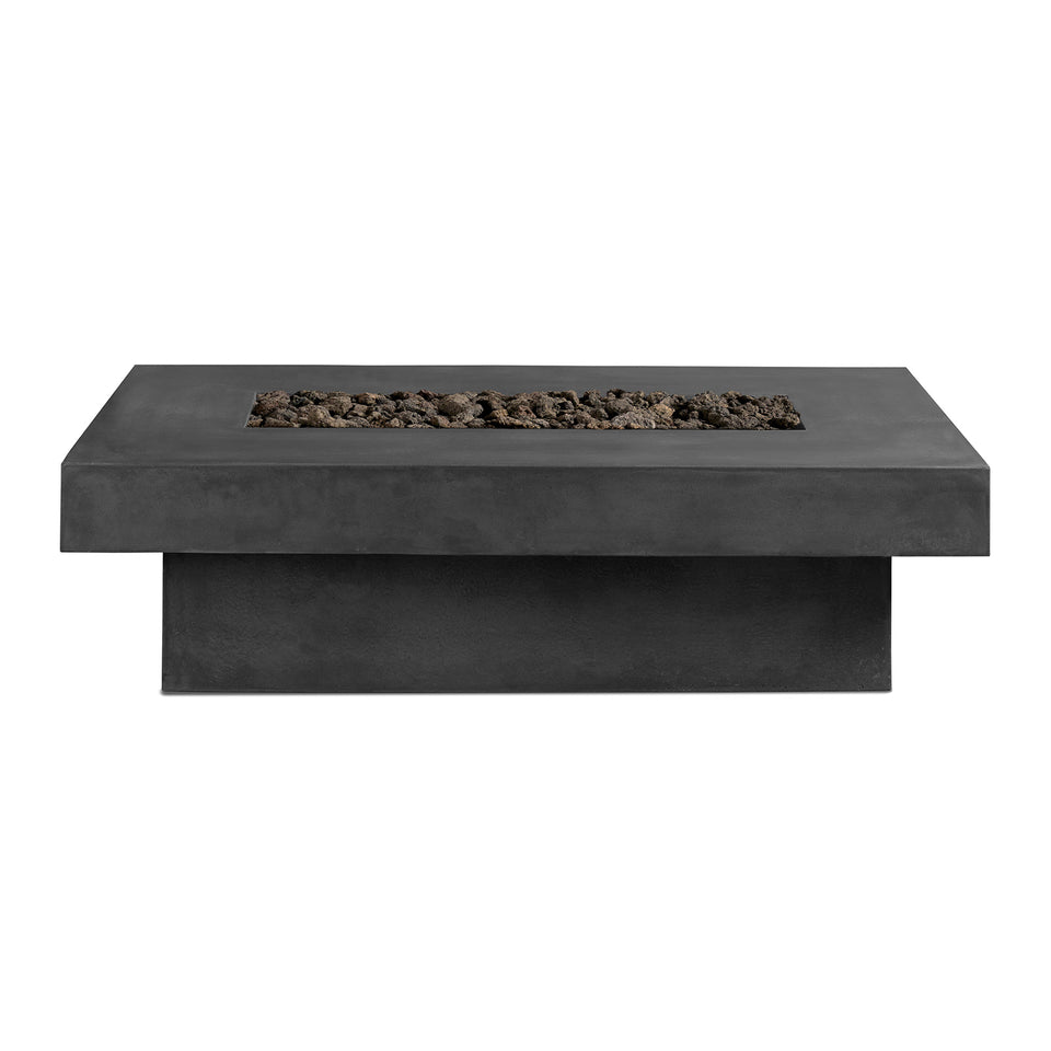 Rectangular Concrete Firepit - Zinc Black Lava Rock