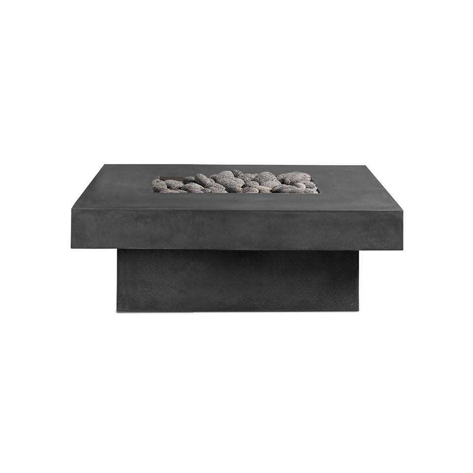 Square Concrete Firepit - Zinc Rolled Lava Rock